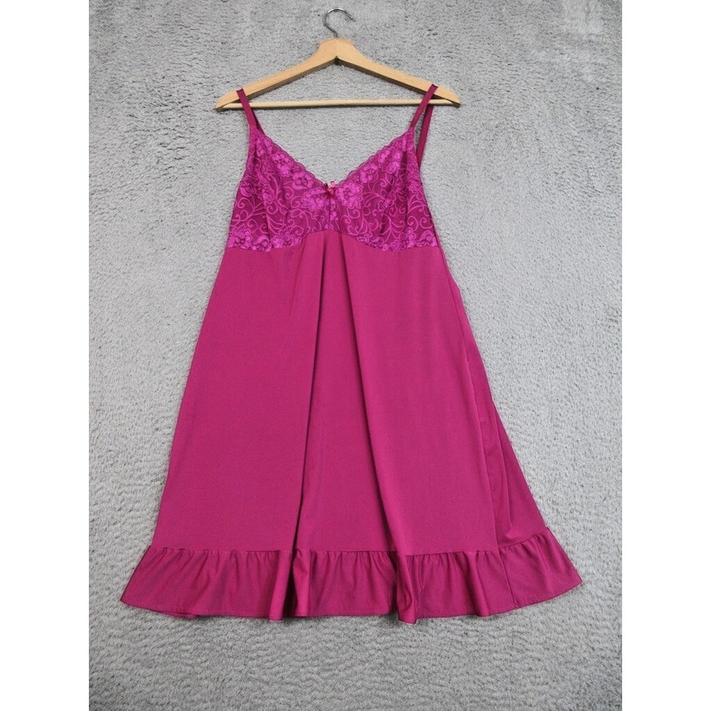 Avenue Body Chemise Dress Women 14/16 Pink‎ Lace Babydoll Nightgown Plus Size